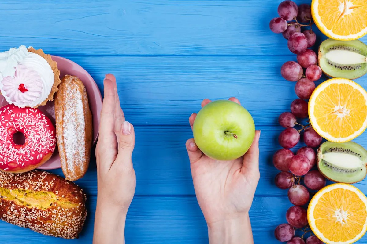 a person on glucotrust separating sugary foods from healthy foods